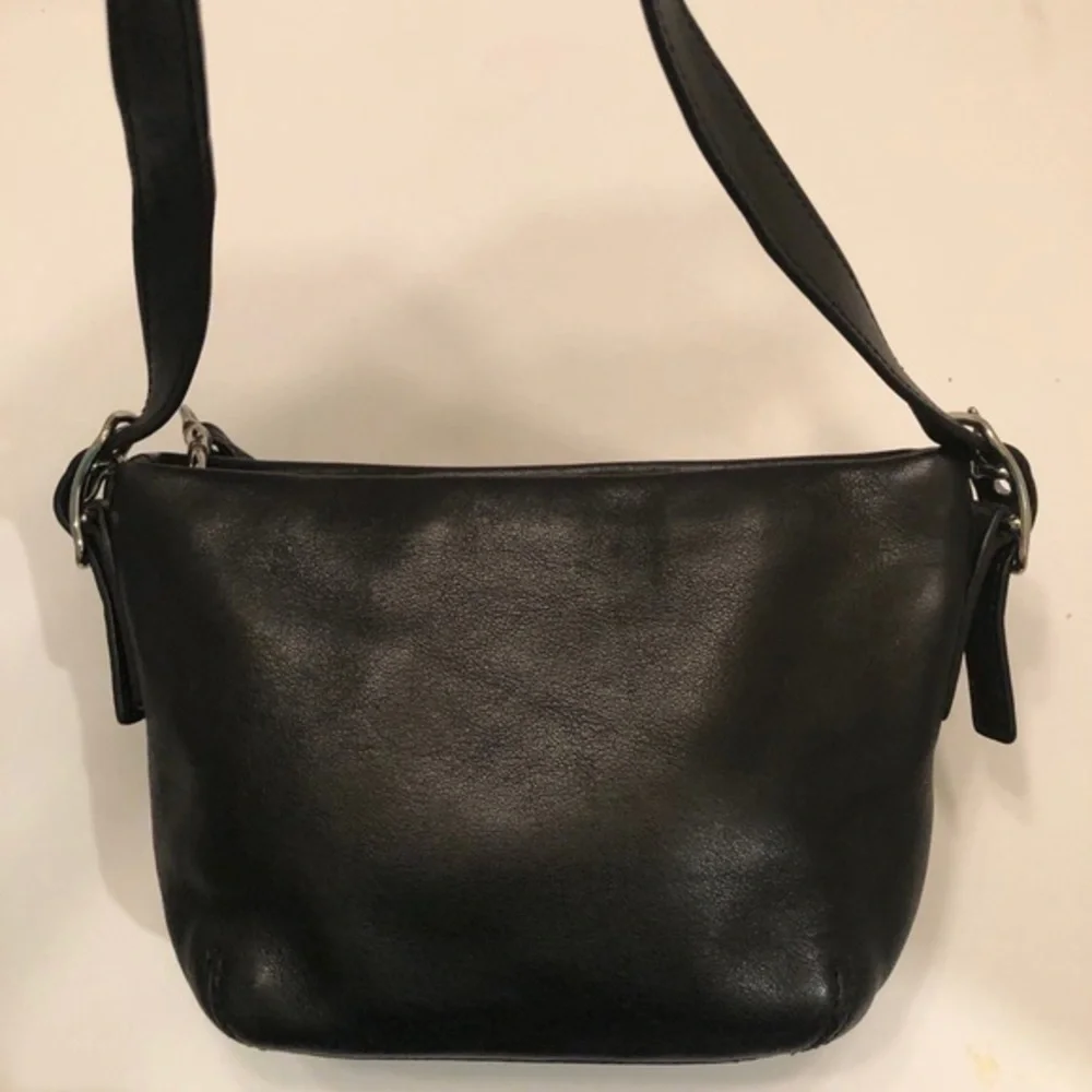 Coach black leather mini tote bag
